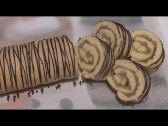 Бисквитный  рулет с яблоками.  Без рыхлителя.