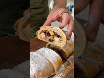 Яблочный штрудель с домашним тестом