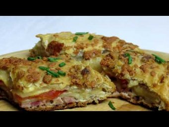 Слоеный пирог с ветчиной  и сыром . Рецепты Алины.