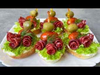 Праздничные Бутерброды с Колбасой / Новогодние Бутерброды / Sandwiches with Sausage