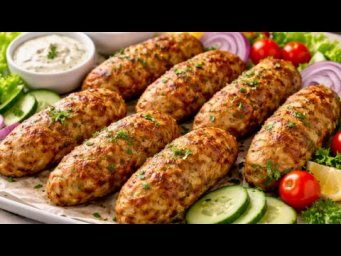 Люля-кебаб домашний из трёх видов мяса. Сочный и очень вкусный!