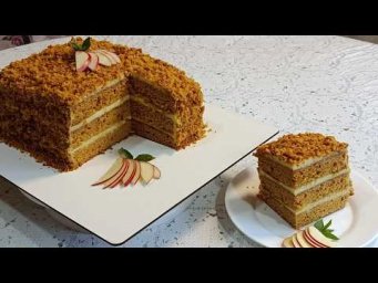 Домашний наливной Медовик! Заварной крем с яблочным вкусом!
