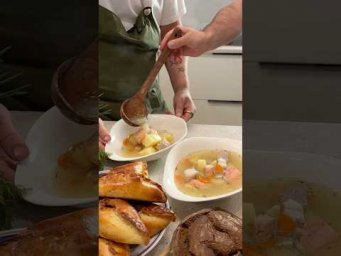Уха из 2 видов рыбы с пшеном