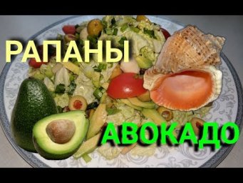 Салат с рапанами и авокадо 4K. Rapan and avocado salad
